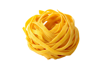 Single nest of tagliatelle pasta isolated on transparent background