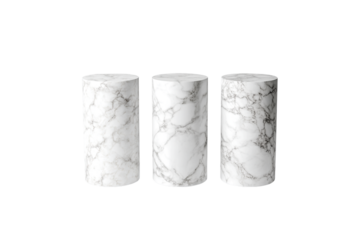 Marble patterned cylinders isolated on transparent background