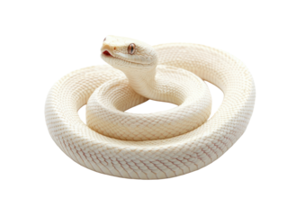 White Coiled Snake on Transparent Background