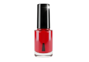 Bottle of Red Nail Polish on White Background.