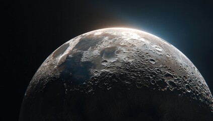 Detailed close-up of a moon in space