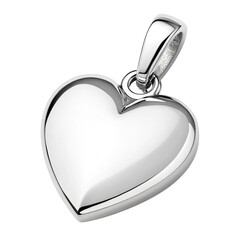Fototapeta premium Shiny polished silver heart pendant charm with a bail isolated on transparent background