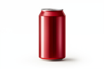 Red aluminum soda can isolated on white background