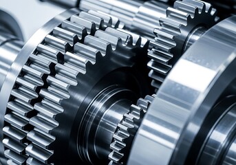 Intricate metallic gears interlocking for advanced machinery functionality and precision