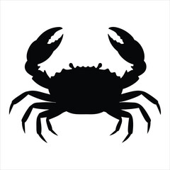 Silhouette of a crab with claws raised ready to defend isolated on a