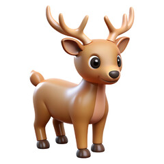 Obraz premium Adorable cute cartoon reindeer with antlers standing proudly for winter holidays season