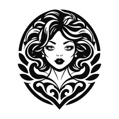 Elegant woman silhouette, female vector, beauty salon logo, lady face outline, stylish girl head design	