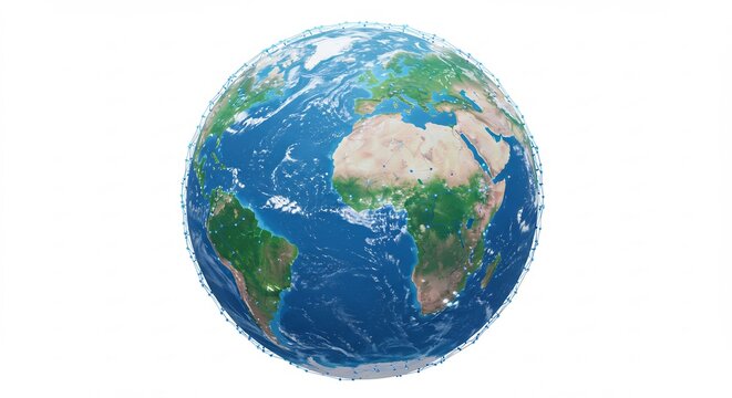 Stunningly detailed Earth globe showcases vibrant continents and oceans bathed in soft light. AI Generated - Powered by Adobe