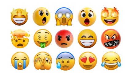 Obraz premium Funny emoji faces set