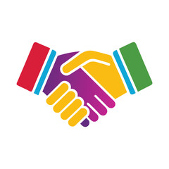 Handshake Icon on White Background – Agreement and Partnership Symbol