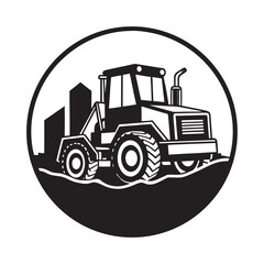 Naklejka premium Bulldozer Working At Construction Site Silhouette Illustration