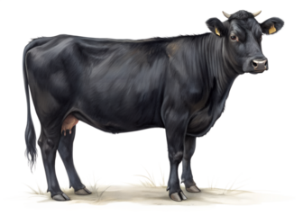 black and white cow isolated on white background. PNG Transparent file type with high definition quality And vibrant color grading Available.