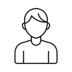 Single Man Outline Icon on White Background – User and Profile Symbol