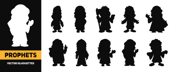 Collection of silhouettes of prophets. Vector collection of religious prophets.