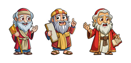 Cartoon prophets of religion. Prophets isolated on a white background