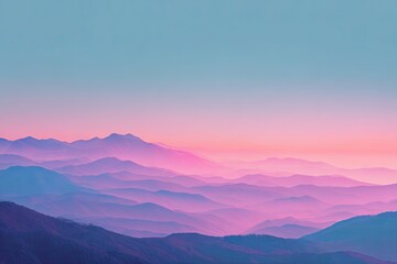 Obraz premium Pastel sunset over layered mountain ranges