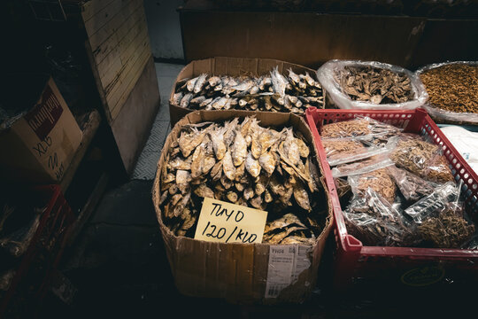 Tuyo at wet market a type of salted dried fish popular in the Philippines 