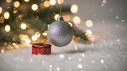 Silver ornament amidst festive lights - Powered by Adobe