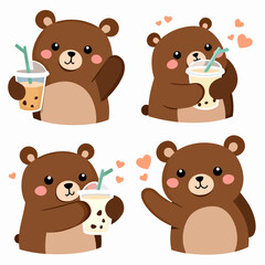 Fototapeta premium Sweet teddy bear group with laughing character and smiling bear for nursery