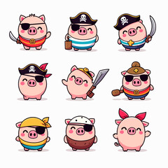 Fototapeta premium set of funny pigs