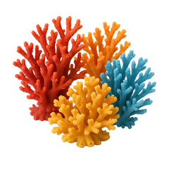 Colorful coral reef decorations in assorted bright colors  