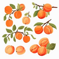 Apricots Collection Fresh, Juicy Fruits for Healthy Eating and Culinary Creativity, Isolated