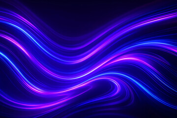 Fototapeta premium Abstract Neon Purple and Blue Glowing Light Waves
