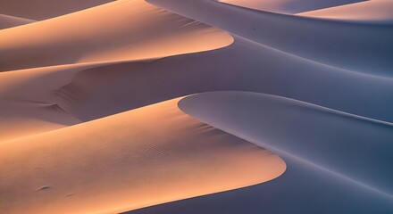 Serene desert landscape revealing nature's rhythmic patterns under fading sunlight and tranquil waves in sandy terrains
