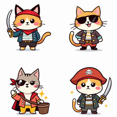 Obraz premium set of funny cartoon cats