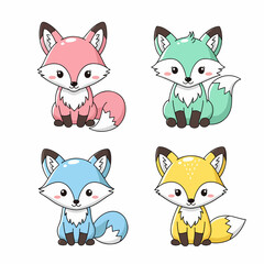 Fototapeta premium set of funny cartoon fox