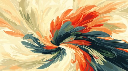 Vibrant abstract composition featuring a kaleidoscope of colorful feathers in unique arrangement