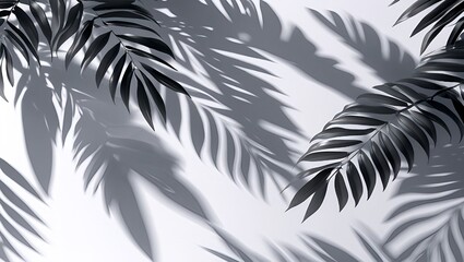 AI Rendered Palm Frond Shadows &ndash; Soft Tropical Light on White Backdrop (8K)