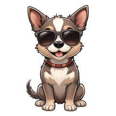 Obraz premium A cute cartoon dog wearing sunglasses, smiling playfully, perfect for animal lovers and fun illustrations.