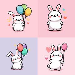 Cuddly Bunnies with Balloons