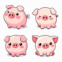 Cute guinea pig character set. Collection of funny kawaii cartoon pet rodents