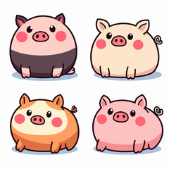 Nine Tiny Pigs, A soft, approachable collection of adorable pig icons.