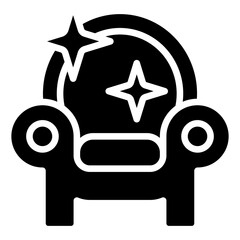 Clean Sofa Glyph Black Silhouette Icon Design Vector - Sparkling sofa representing upholstery cleaning, home care, and comfort