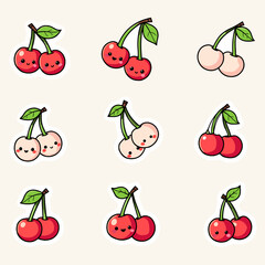 Seamless cherry fruit pattern illustration