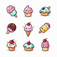 Cute cartoon animal dessert pattern illustration