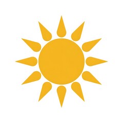 Bright Yellow Sun Icon with Rays