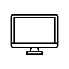 Black outline drawing of a computer screen. Editable stroke. Vector illustration