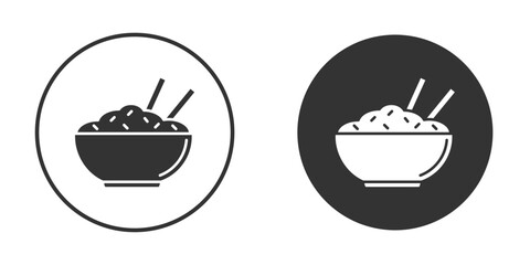 Rice bowl icon pictogram. Vector outline illustration isolated on white background.