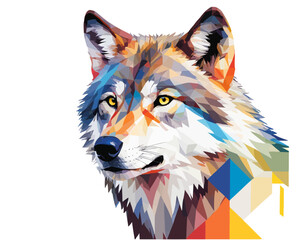 Wolf digital Art, Intricate Powerful and Ready for Print or Web, Sharp Details. Strong Identity. Timeless Design, Symbolize Strength, Courage, Logo, and Leadership

