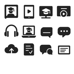 digital education icons set