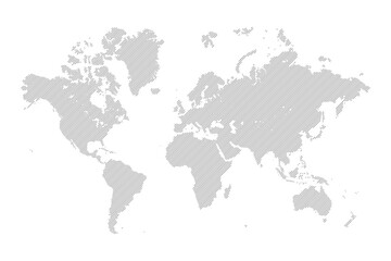 world map with parallel lines hatching illustration