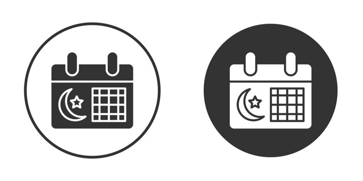Islamic calendar icon pictogram. Vector outline illustration isolated on white background.