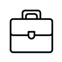 Line art of a closed briefcase centered in black and white. Editable stroke. Vector illustration