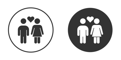 Couple with love icon pictogram. Vector outline illustration isolated on white background.