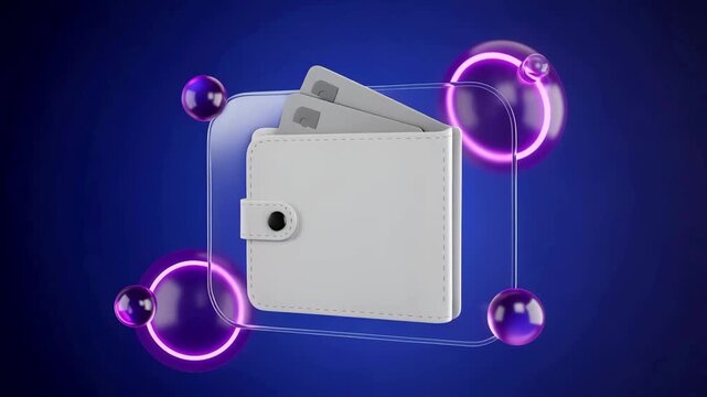 Crypto Wallet:  Modern 3D Animation Loop for Finance and Tech