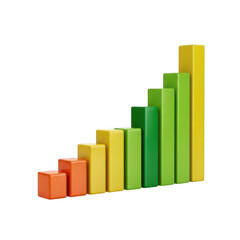 Fototapeta premium Colorful ascending bar graph isolated on transparent background